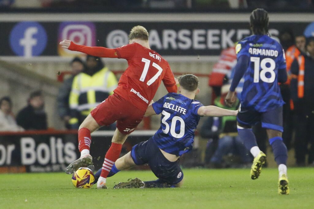 Ben Radcliffe playing football.