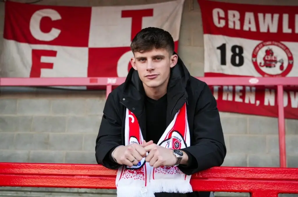 Ben Radcliffe in the Crawley Town football stadium.