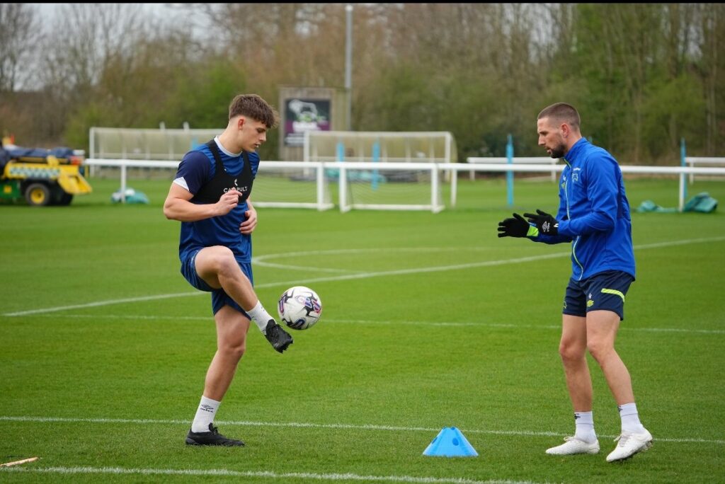 Ben Radcliffe at a football training session.